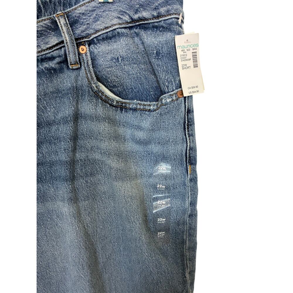 NWT 22W Maurice Dark Wash Distressed Cropped Skinny Jeans Casual Modest Normcore - Picture 4 of 5